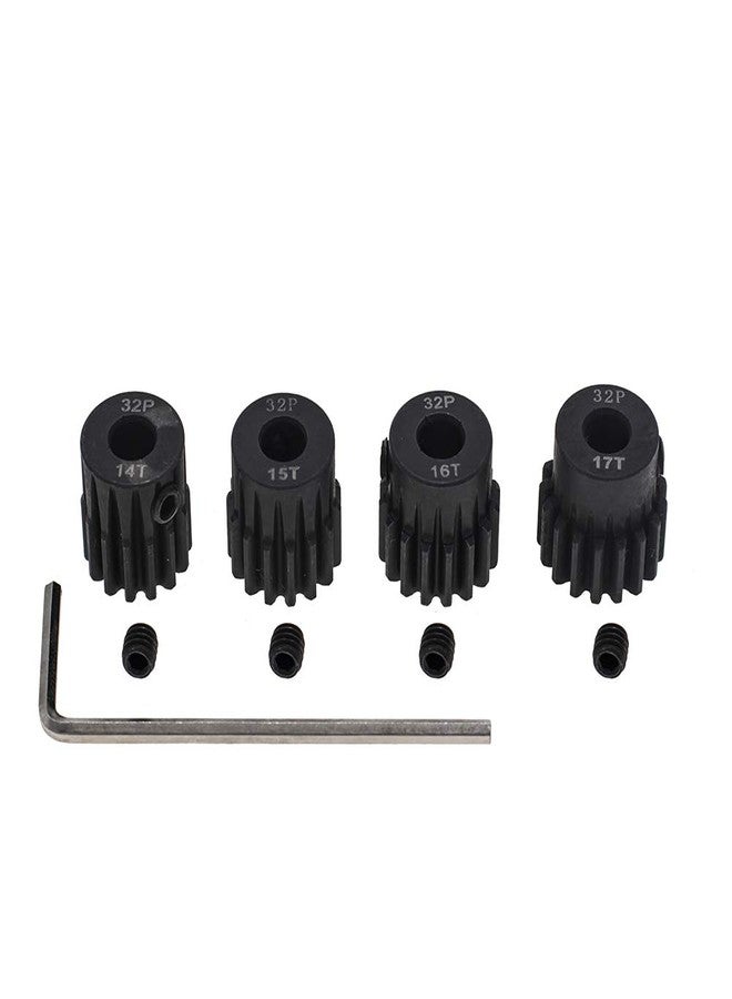 GTHELE 4pcs 32p Pinion Gear 5mm Set Hardened 14T 15T 16T 17T 32 Pitch Gears RC Upgrade Part with Screwdriver - Image 1